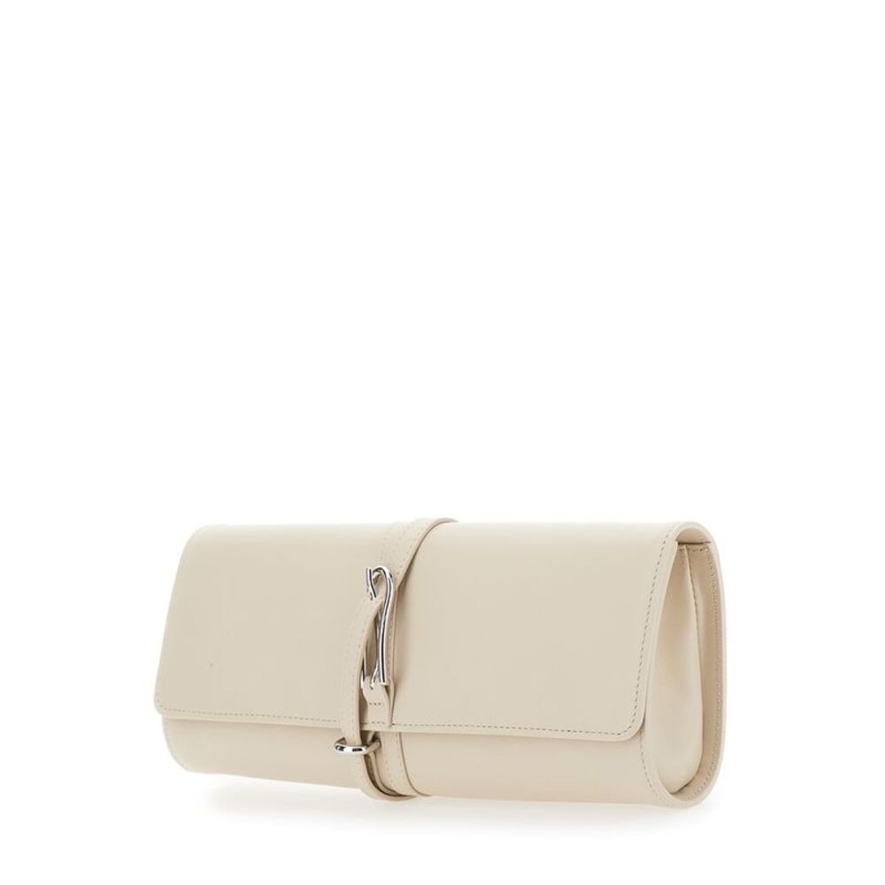 Liffner Women White Clutch With Belt On The Front In Leather For Women - Picture 2 of 3